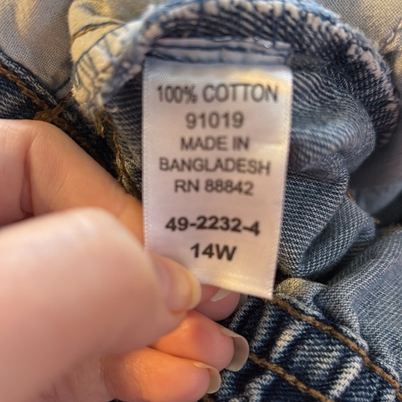 Woman Within Perfect Cotton Back Elastic Denim Straight Jeans Size 14W - Picture 6 of 7